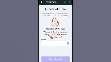 Time Farm Quiz Answer 4 Sept | When did the first Cardano network hard fork (Byron Reboot) occur?