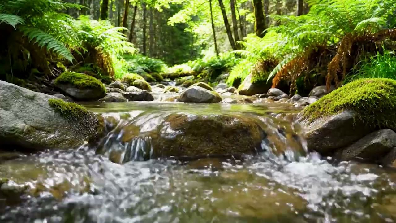 Realtime Flowing Water Sounds - 10 Hours Relaxing Nature Loop for Sleep & Study - 4k Video