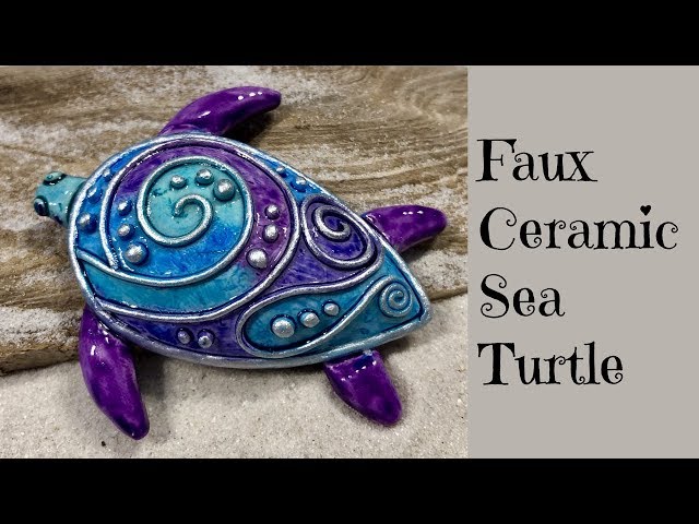 Polymer Clay Tutorial Creating A Faux Ceramic Sea Turtle and Coloring With Lucy Clay Glassymer DIY