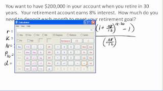 Savings annuities - solving for the deposit