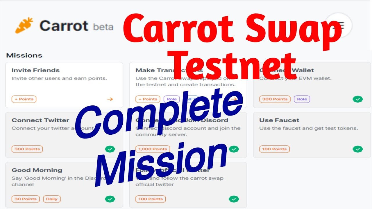 Carrot Swap TestNet Instant 600 Point | - YouTube