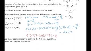 MATH&151 Section 4-2 Linear Approximations 4 2 Linear Approximation