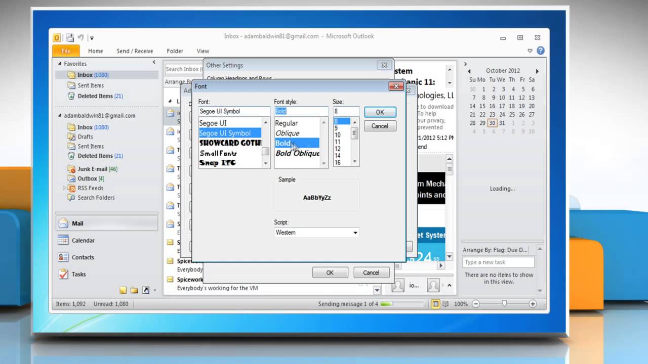 Microsoft Outlook 2010 Customize Fonts In The Reading Pane YouTube