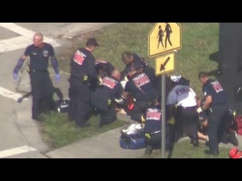 Emergency First Responders Treat Victims of Reported Florida School Shooting