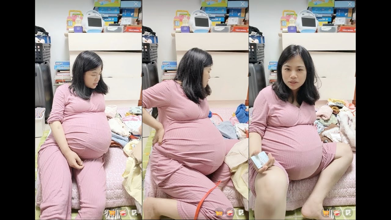 35w pregnant twins huge belly moving