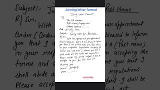 Joining letter format