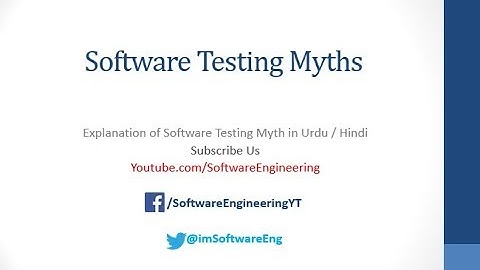 software testing myths and realities - Urdu /Hindi | Software Engineering