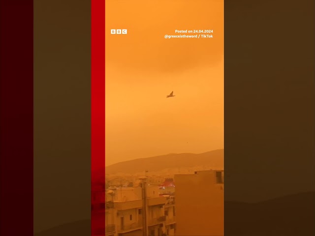Orange Sahara dust haze descends over Athens. #Greece #Shorts #BBCNews