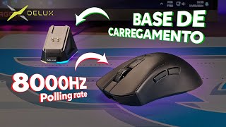 MOUSE ERGONÔMICO CUSTO BENEFÍCO com 8000Hz de POLLING RATE e BASE DE CARREGAMENTO - Delux M900 Pro