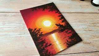 super easy sunset painting / acrylic painting ideas for beginners 🧡