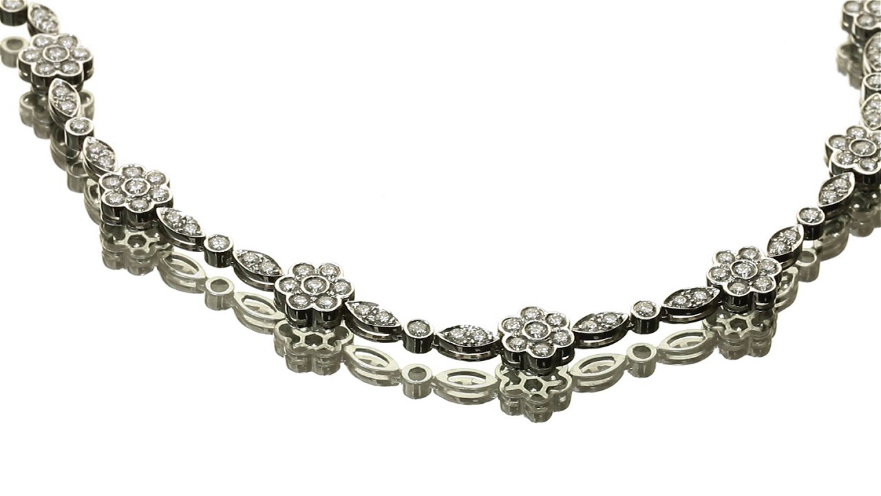 TIFFANY & CO. Garden Flower Diamond Platinum Necklace 