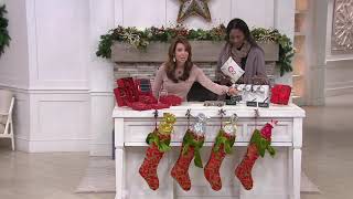 Haute Decor Set of 4 MantleClip Stocking Holder & Storage Box on QVC