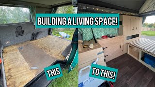 VW T4 CAMPER BUILD - EP4 (DIY Slat Bed, Slide Out Kitchen & Storage Ideas)