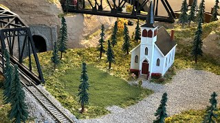 My 6x16 HO Garage Layout    Church Scene and a bit of Rail Fanning