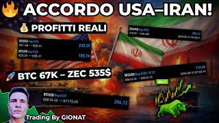 ACCORDO USA–IRAN! 🚀 Mercati in ESPLOSIONE: Bitcoin 67K, ZEC a 535$!