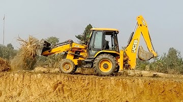 Amazing Video!!! JCB Backhoe Machine Pulling Out Tree Root - JCB Cleaning and Leveling Agro Field