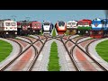 8 High Speed Trains Crossing By Bumpy Branched Railroad Tracks || train simulator || Indian railways