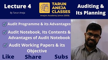 Auditing & its Planning | Audit Programme, Audit Notebook & Audit Working Papers | Lecture 4
