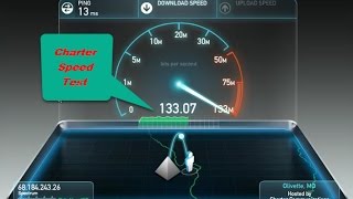 Charter internet Spectrum Speed test. 133 Mbps.
