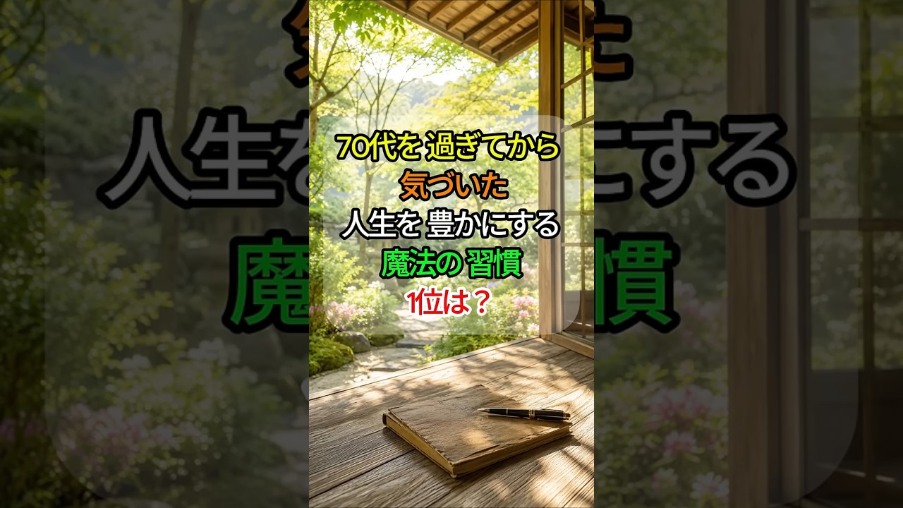 🌿 70代を過ぎてから気づいた、人生を豊かにする魔法の習慣 TOP3 ✨