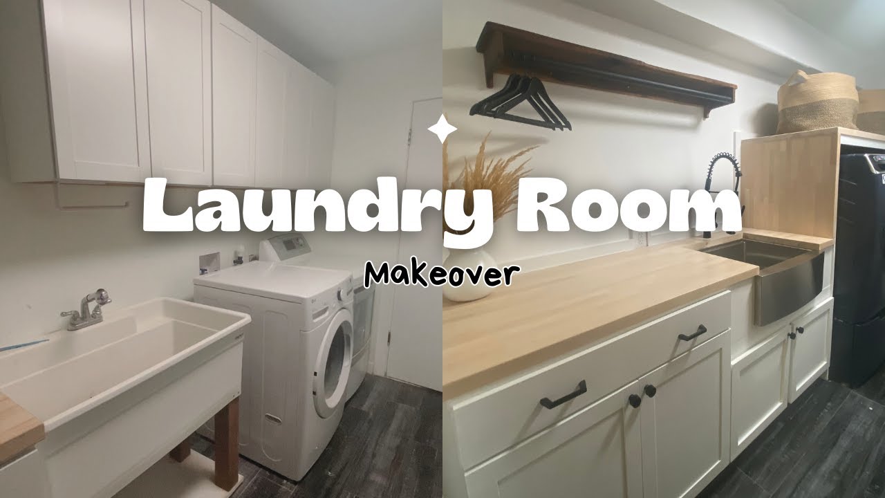 DIY Small Laundry Room Makeover - From Sad to Cozy Laundry Room ...