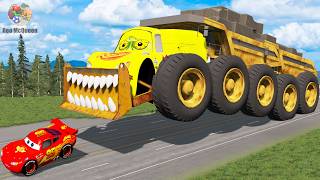 Giant ROCK DUMP TRUCK McQueen Eater VS Cars Lightning McQueen Escape Monster Beamng Drive #12