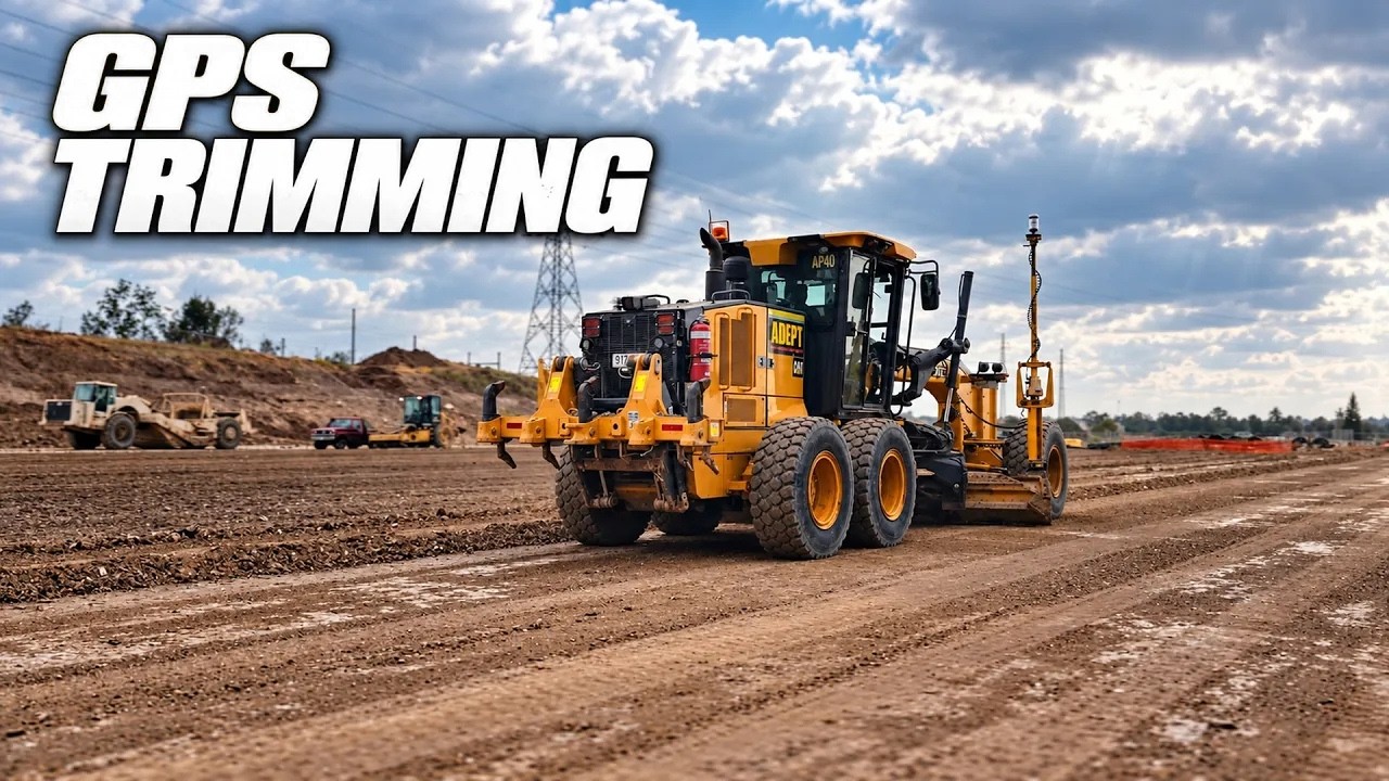 Grader Work Operating a MOTOR GRADER with GPS for trimming work - YouTube