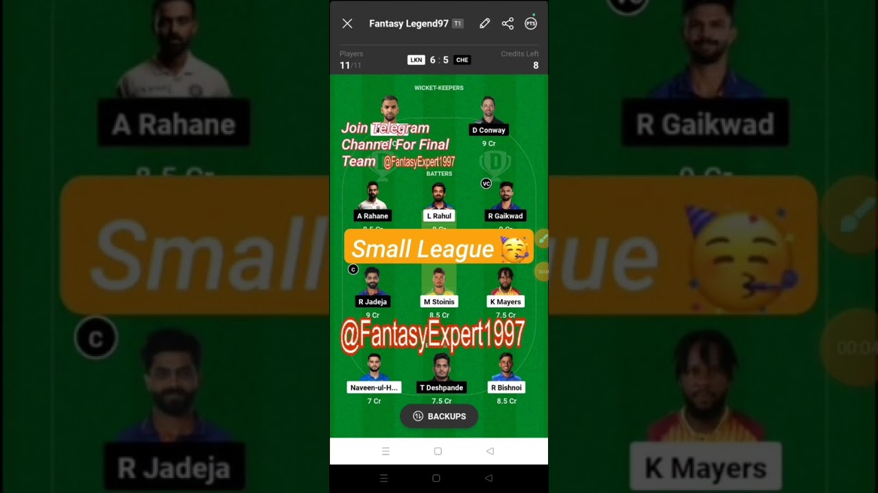 LKN VS CHE DREAM11 TEAM | lucknow VS Chennai  DREAM11 Prediction | 