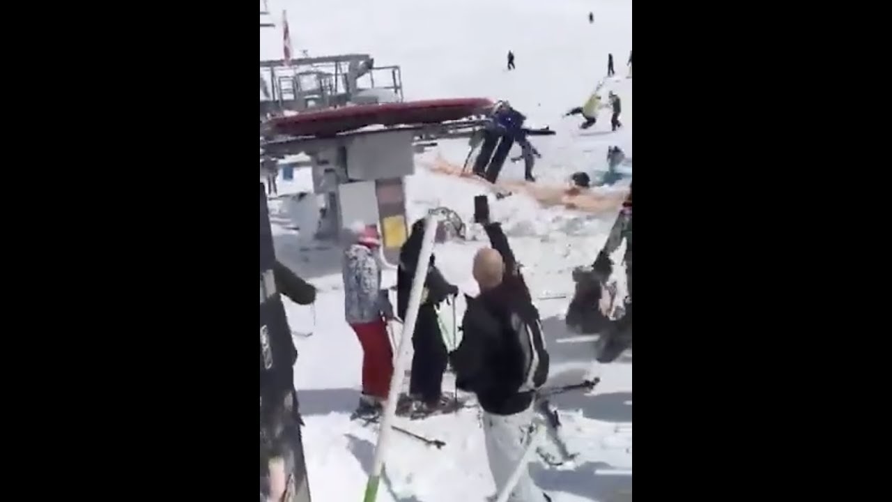 Horrifying Ski lift starts speeding backwards YouTube