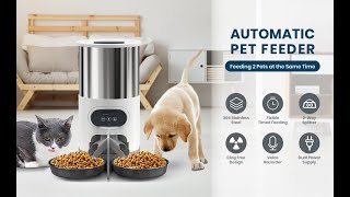 automatic cat feeder, whdpets wifi cat food dispenser for 2 cats & dogs