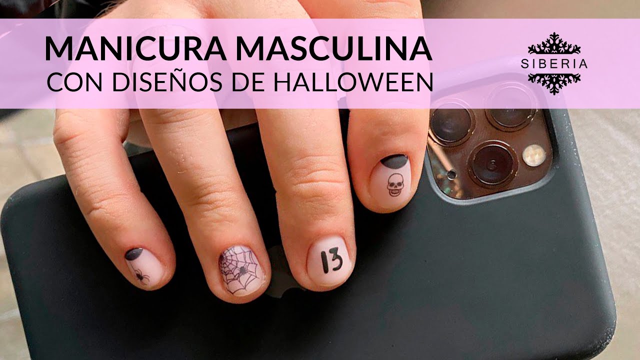 Manicura masculina paso a paso con diseños para Halloween