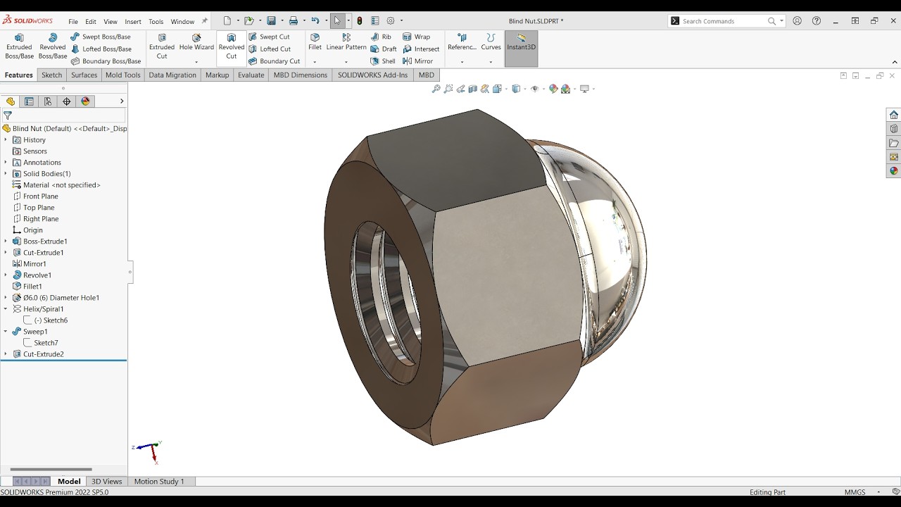 How to Design A Blind Nut In SolidWorks
