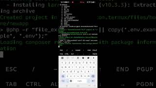 test app termux create project Laravel 10