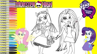 Monster High Makeover as My Little Pony Fluttershy and Rarity Coloring Book Page