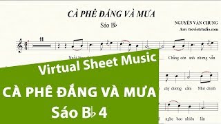 CÀ PHÊ ĐẮNG VÀ MƯA ★ Sheet nhạc Beat Lyrics | Sáo trúc Bb4 | Virtual Sheet Music #trevietstudio