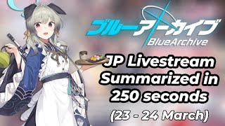 The Blue Archive JP Livestream (24 March 2024) Summarized in 250 Seconds
