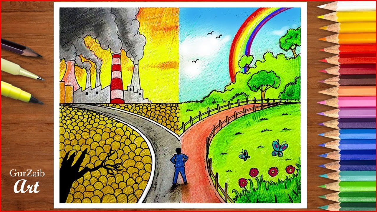 Save environment save nature poster chart drawing for competition (very