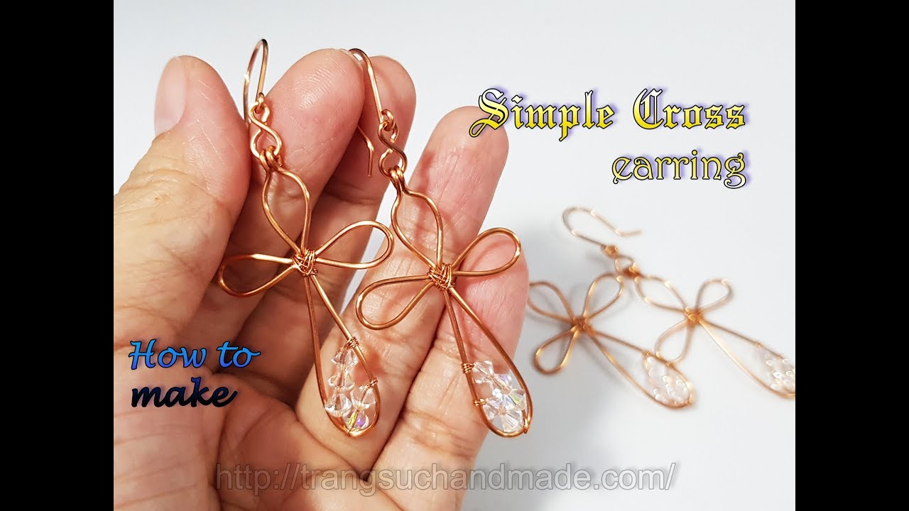 Простая крестовая серьга - Как сделать украшения из медной проволоки 423