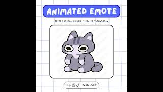 Animated Grey White Tabby Cat Emote : Squishy Cat