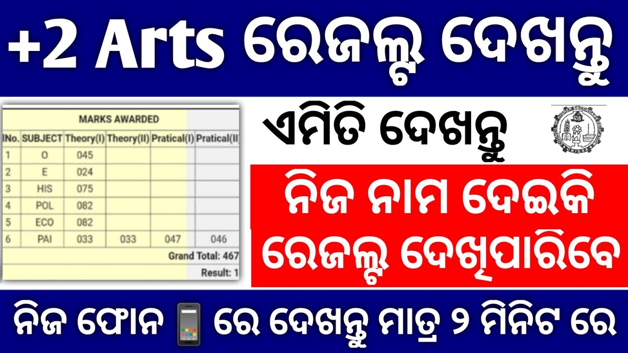 How to check CHSE +2 Arts Result 2022 ll +2 Arts Results check website link
