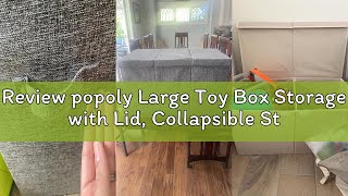 Review popoly Large Toy Box Storage with Lid, Collapsible Sturdy Toy Chest Storage Bin Box with Rive