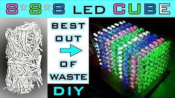 8x8x8 RGB LED CUBE DIY || BEST OUT OF WASTE || with UNO & old Diwali Lights #diy #arduino #youtube