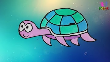 Bé Tập Vẽ Con Rùa Dễ Thương | Draw Turtle Step By Step