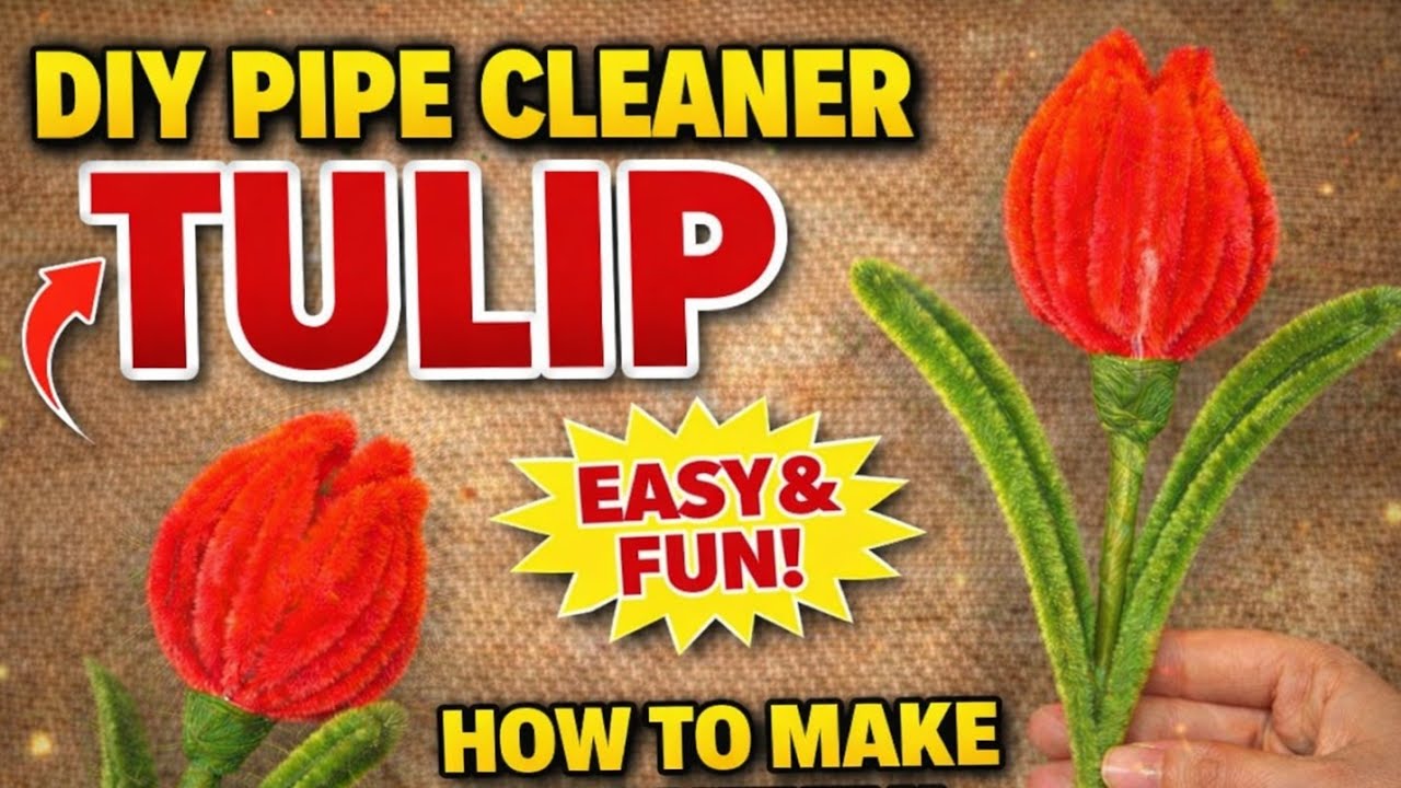 How to Make Pipe Cleaner Tulip Flower 🌷 | Easy DIY Crafts for Beginners 