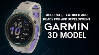 Garmin Forerunner 970 Soft Gold Titanium French Gray Case Indigo Band 3D model by 3DModels.org screenshot 4