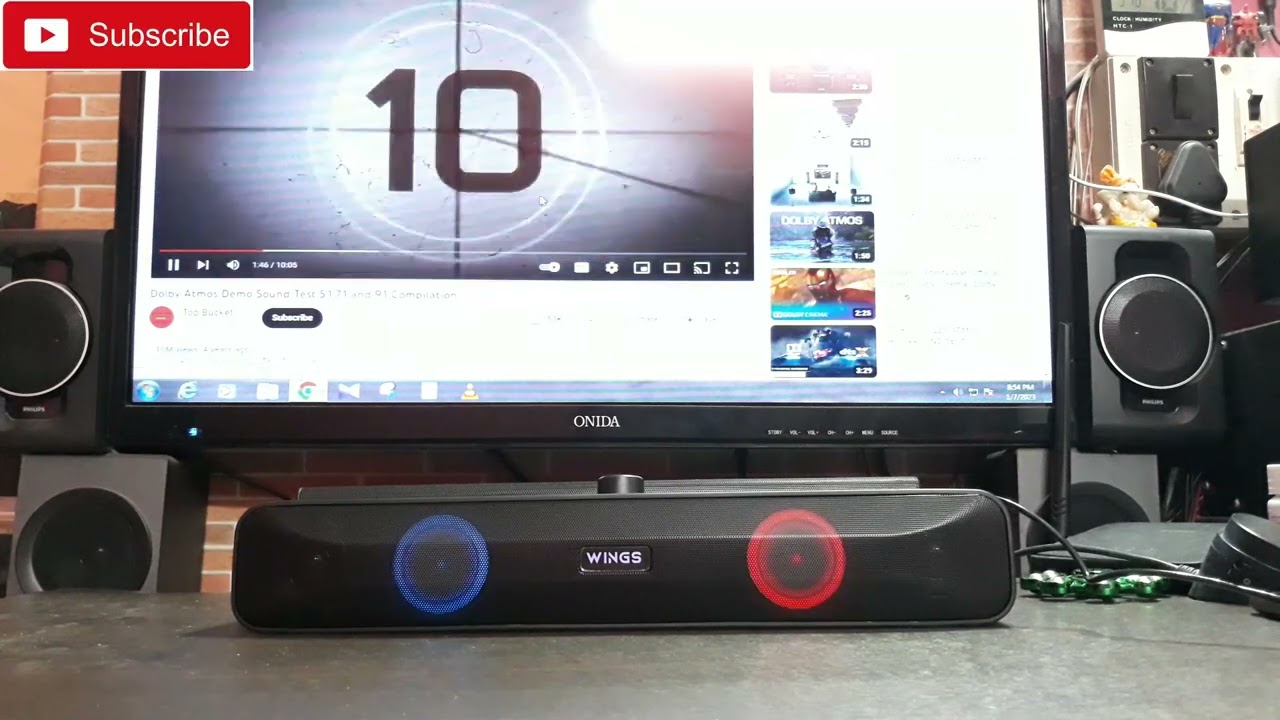 Best Bluetooth soundbar Dolby sound test With PC [Wings Bluetooth Speaker] // The technoboy
