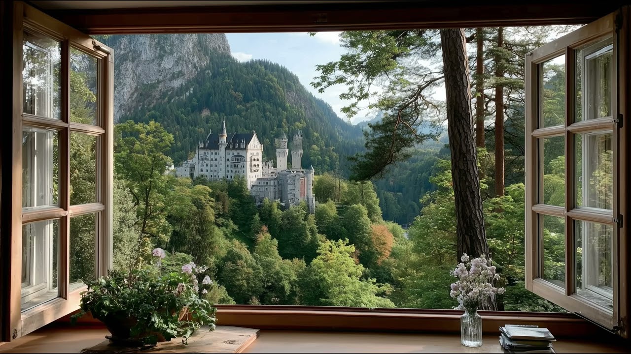 Ultra-Realistic Castle Window View 4K | Enchanted Forest Nature Screensaver