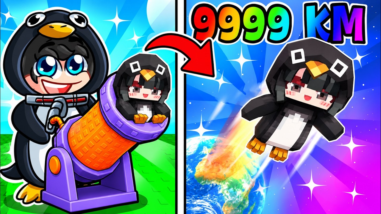 Lanzando al PINGÜINO GUGUGAGA a 9,999,999 KM/H en Roblox...