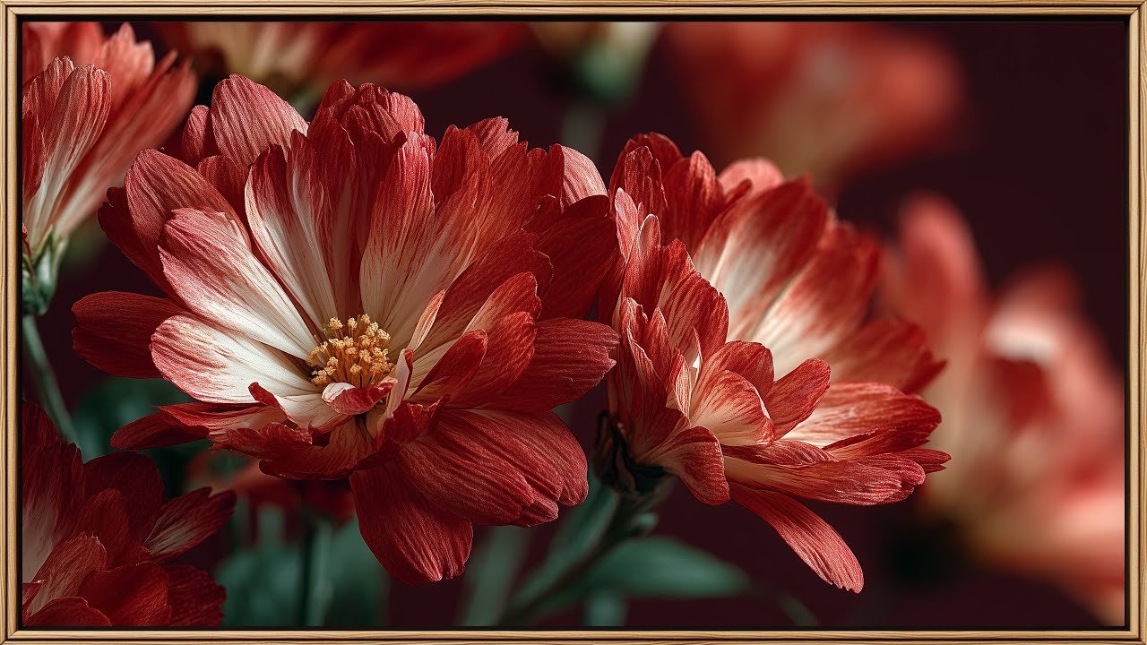 Winter Red Floral Art | Elegant Crimson Petals for Frame TV | Cozy Holiday 4K Display