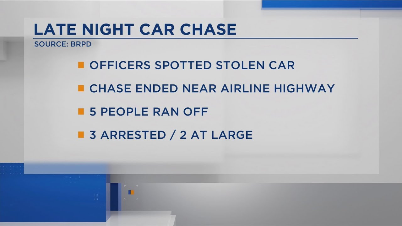 3 arrested, 2 wanted after police chase involving stolen car ends in ...